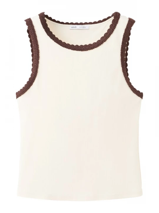 Foto van product MANGO Top 'LOTA' ecru / chocoladebruin