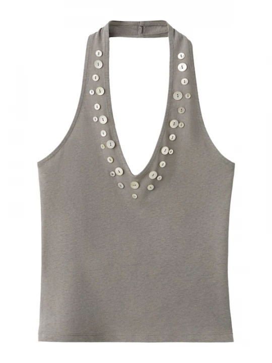Foto van product MANGO Top 'NACAR' donkergrijs / parelwit