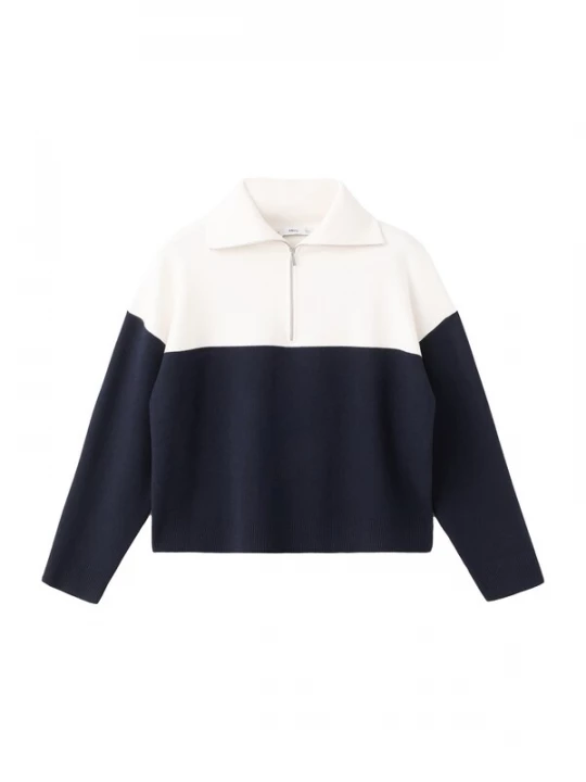 Foto van product MANGO Trui 'COSMIC' navy / wit