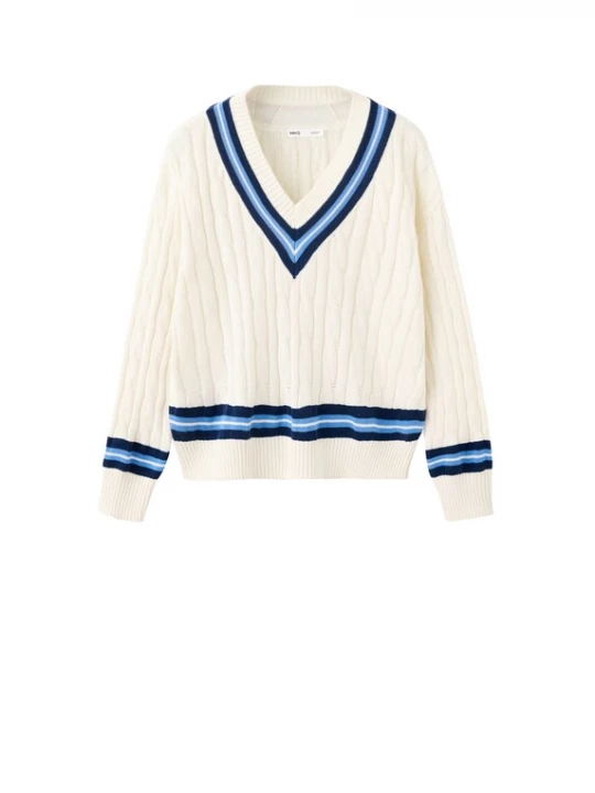 Foto van product MANGO Trui 'LEAGUE' crème / navy / lichtblauw