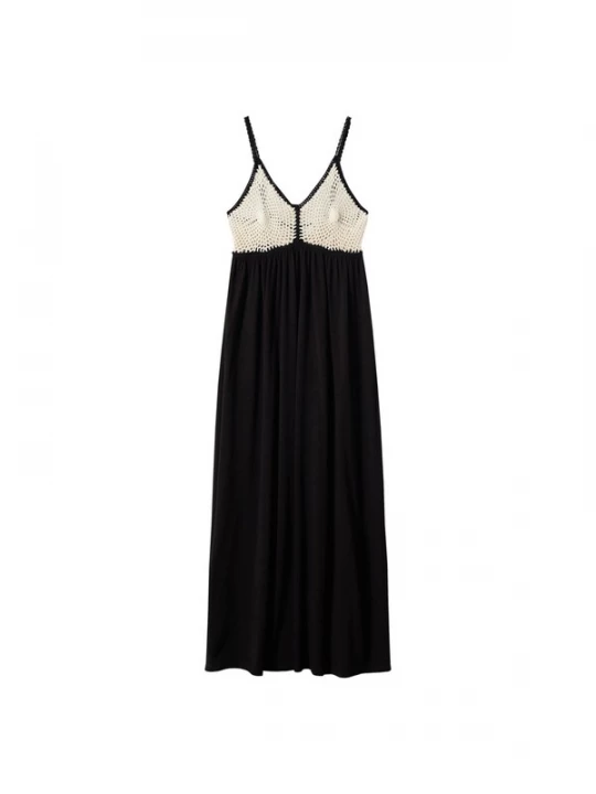Foto van product MANGO Zomerjurk 'Eva' zwart / offwhite