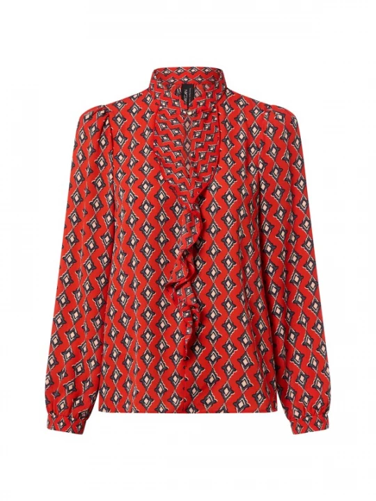 Foto van product Marc Cain Blouse beige / antraciet / rood