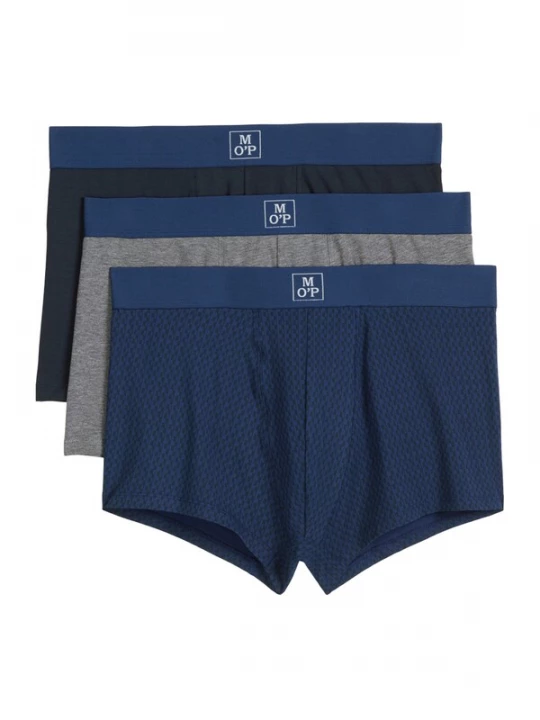 Foto van product Marc O'Polo Boxershorts 'Essentials' donkerblauw / grijs gemêleerd / wit