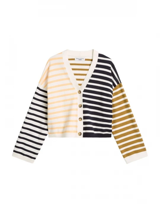 Foto van product Marc O'Polo DENIM Gebreid vest riet / abrikoos / zwart / wit