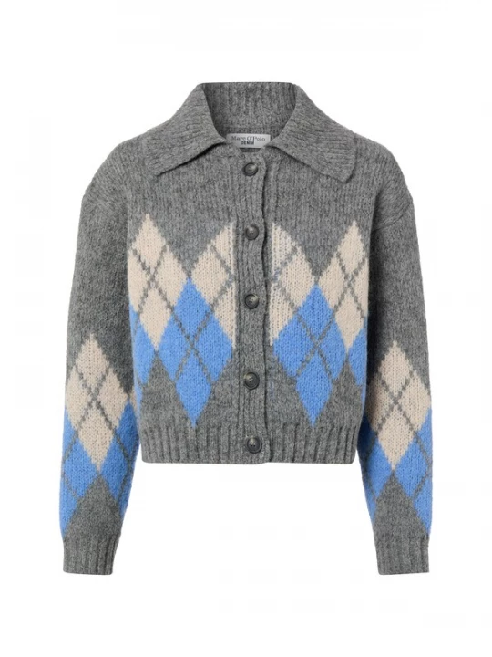 Foto van product Marc O'Polo Gebreid vest beige / blauw / grijs