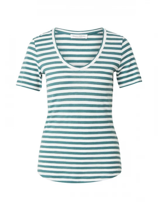 Foto van product Marc O'Polo Shirt cyaan blauw / offwhite