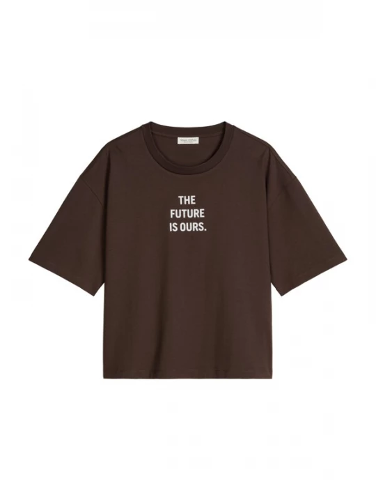 Foto van product Marc O'Polo Shirt 'Woman' Day' donkerbruin / wit