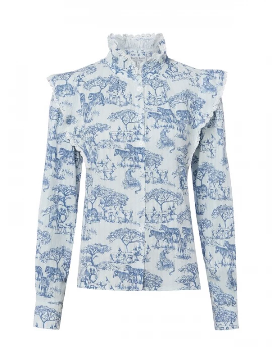 Foto van product Marie Lund Blouse ' July ' ecru / lichtblauw