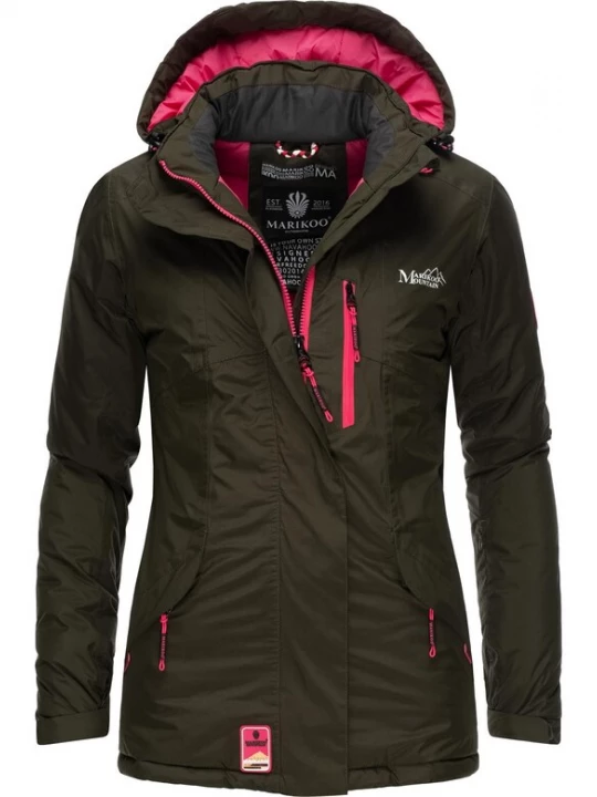 Foto van product MARIKOO Functionele jas 'Rabeaa' olijfgroen / pink / wit