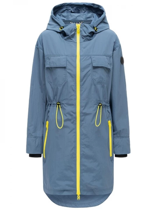 Foto van product MARIKOO Tussenparka 'Trüffelbonbon' duifblauw / neongroen