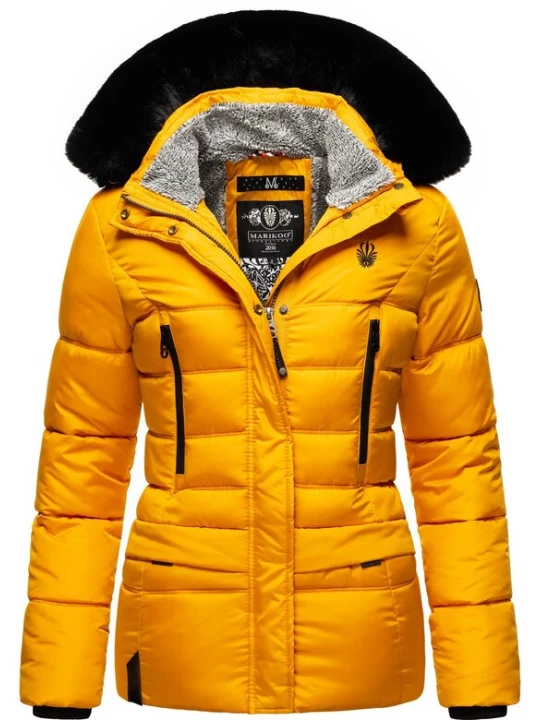 Foto van product MARIKOO Winterjas 'Loveleen' geel / zwart