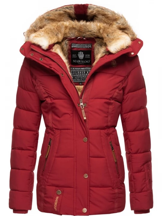 Foto van product MARIKOO Winterjas 'Nekoo' lichtbruin / rood