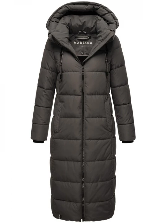 Foto van product MARIKOO Wintermantel 'Nadeshikoo XVI' donkergrijs / zwart / wit