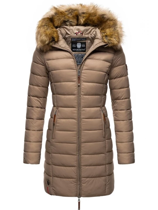 Foto van product MARIKOO Wintermantel 'Rose' donkerbeige / lichtbruin