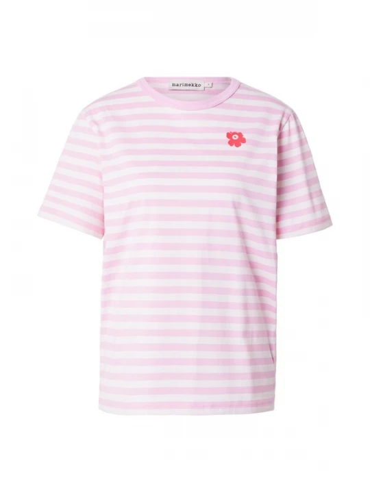 Foto van product Marimekko Shirt 'Tasaraita Unikko' fuchsia / lichtroze / wit