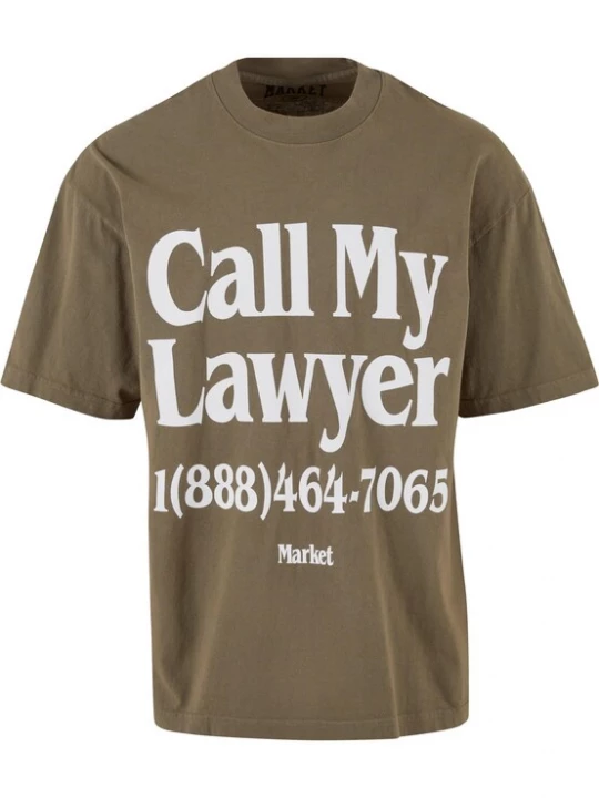 Foto van product MARKET Shirt 'Call My Lawyer' kaki / wit
