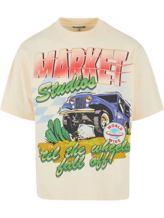 Foto van product MARKET Shirt 'Wheels Off' crème / blauw / groen / lichtrood