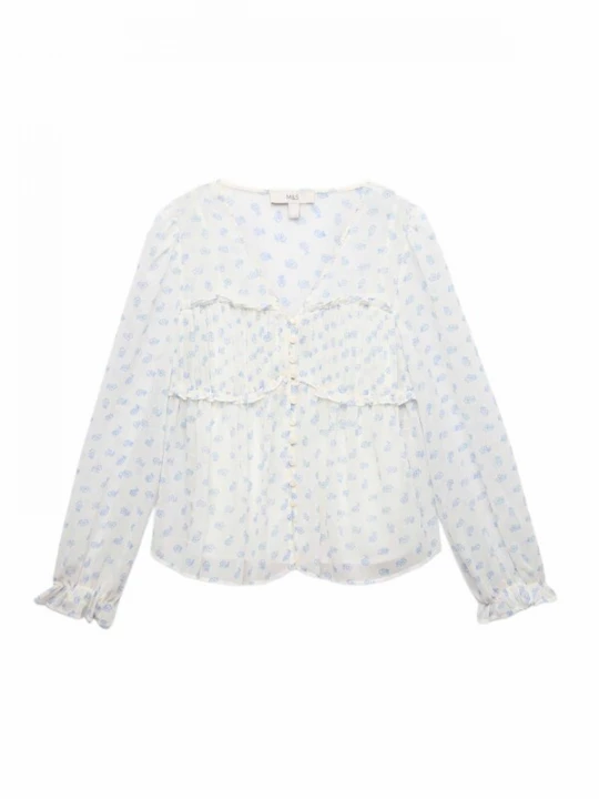Foto van product Marks & Spencer Blouse lichtblauw / natuurwit