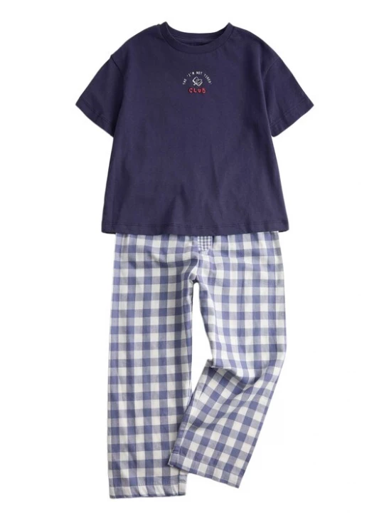 Foto van product Marks & Spencer Nachtkledij 'I’m Not Tired Club' opaal / donkerblauw / wit