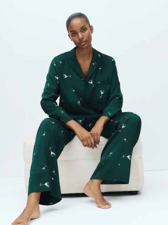 Foto van product Marks & Spencer Pyjama jade groen / offwhite