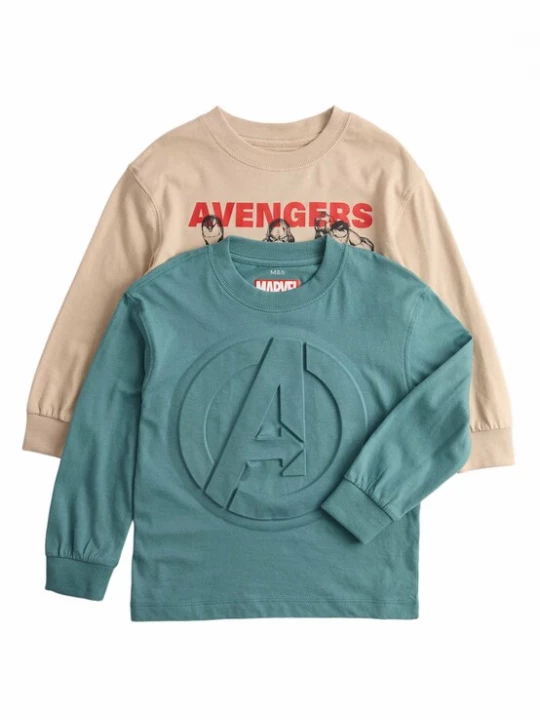 Foto van product Marks & Spencer Shirt 'Marvel™' beige / petrol / rood