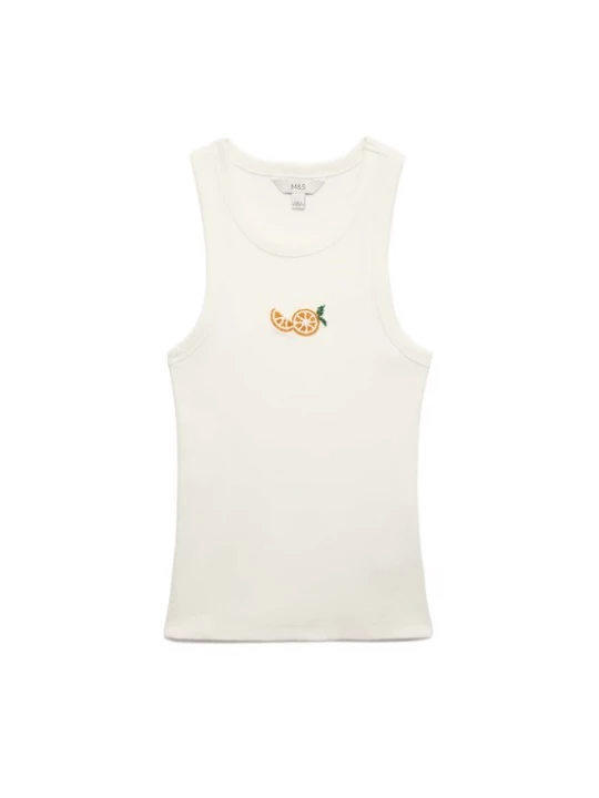 Foto van product Marks & Spencer Top smaragd / donkeroranje / wit