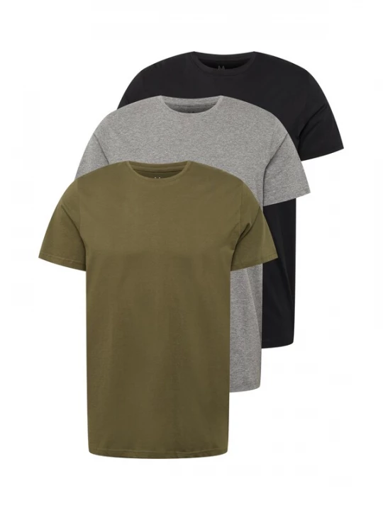 Foto van product Matinique Shirt 'Jermane' grijs gemêleerd / olijfgroen / zwart