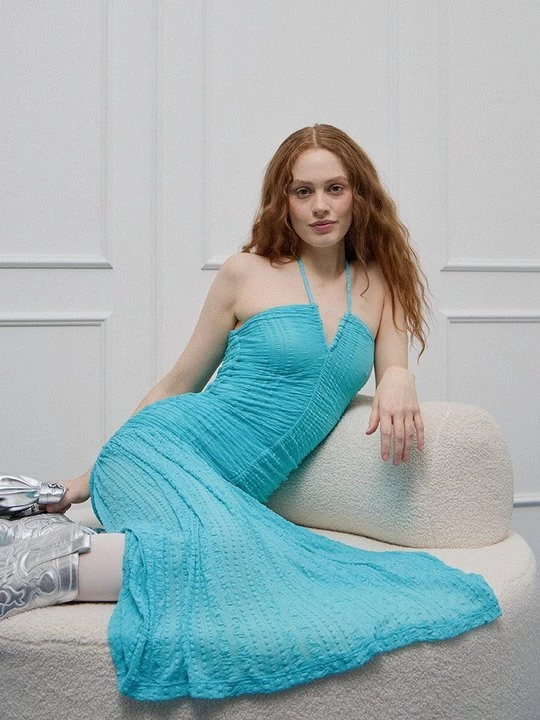 Foto van product Maxi-jurk Ganni lichtblauw