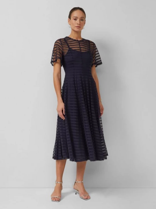 Foto van product Maxi-jurk van mesh met rits en onderjurk s.Oliver blauw