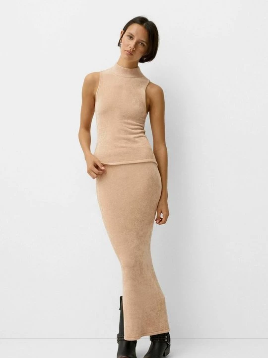 Foto van product Maxirok Bershka zandkleur