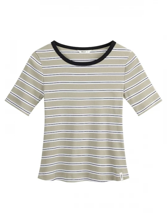 Foto van product MELA Shirt 'Jasleen' lichtgroen / zwart / wit