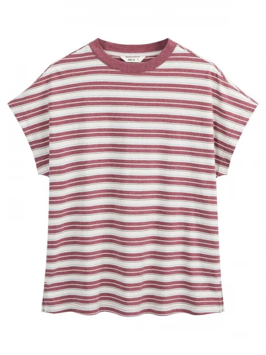 Foto van product MELA Shirt 'Madhu' lichtblauw / bourgogne / zwart / wit