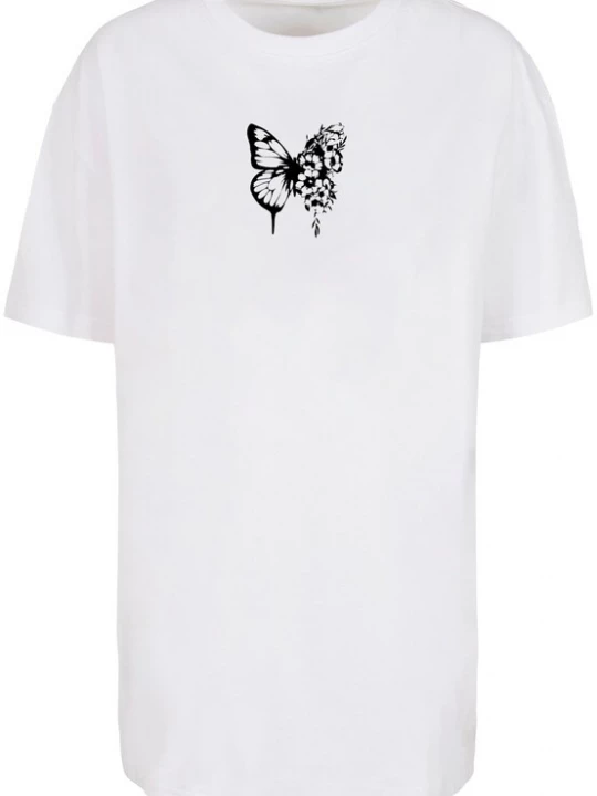 Foto van product Merchcode Oversized shirt 'Flowers Bloom' zwart / wit