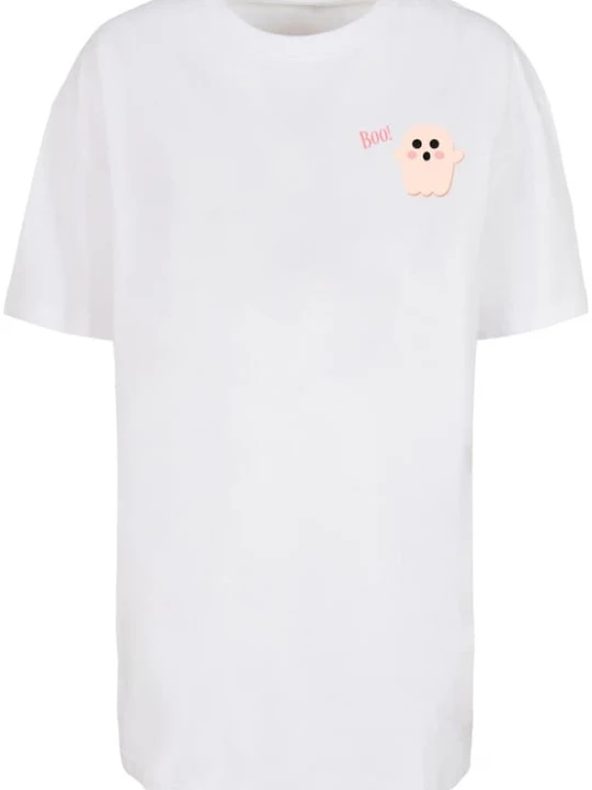 Foto van product Merchcode Oversized shirt 'Halloween - Boo Ghost' rosa / poederroze / zwart / wit