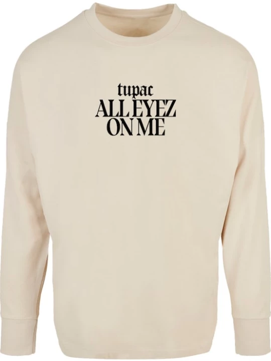 Foto van product Merchcode Shirt '2Pac All Eyez On Me Tracklist Cut On' sand / zwart