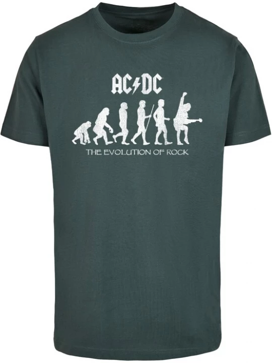 Foto van product Merchcode Shirt 'ACDC - Evolution Of Rock' donkergroen / wit