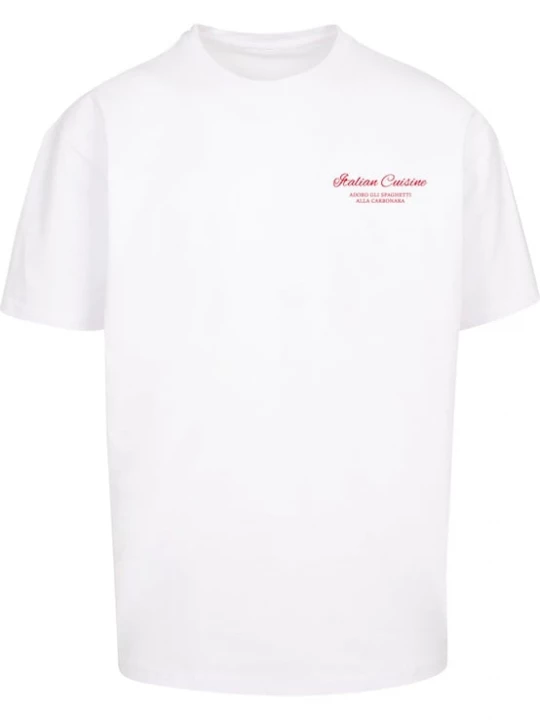 Foto van product Merchcode Shirt 'Al Dente Per Favore' bloedrood / wit