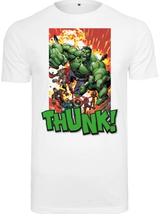 Foto van product Merchcode Shirt 'Avengers Explosion' donkergeel / grasgroen / donkeroranje / wit