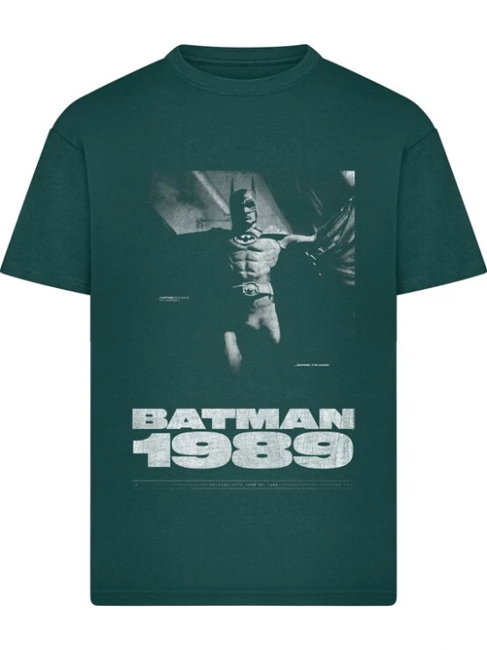Foto van product Merchcode Shirt 'Batman' donkergroen / natuurwit