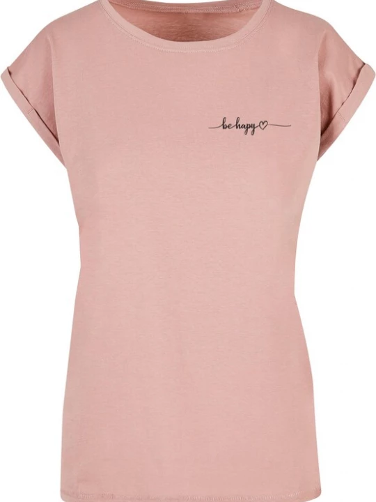Foto van product Merchcode Shirt 'Be Happy' oudroze / zwart