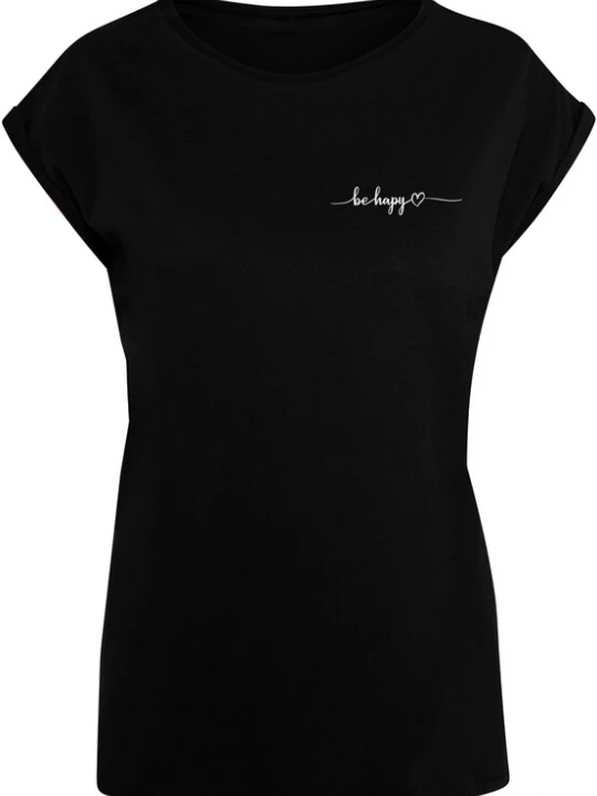 Foto van product Merchcode Shirt 'Be Happy' zwart / wit