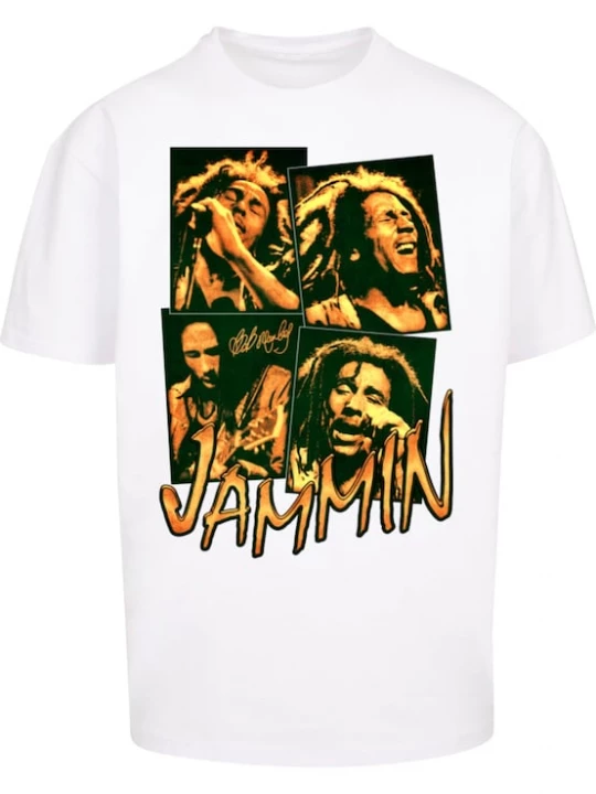 Foto van product Merchcode Shirt 'Bob Marley Jammin' geel / zwart / wit