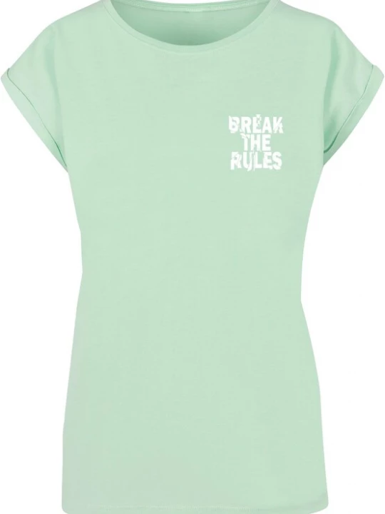 Foto van product Merchcode Shirt 'Break The Rules 2' mintgroen / wit