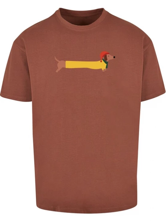 Foto van product Merchcode Shirt 'Christmas Dog' bruin / geel / donkerrood