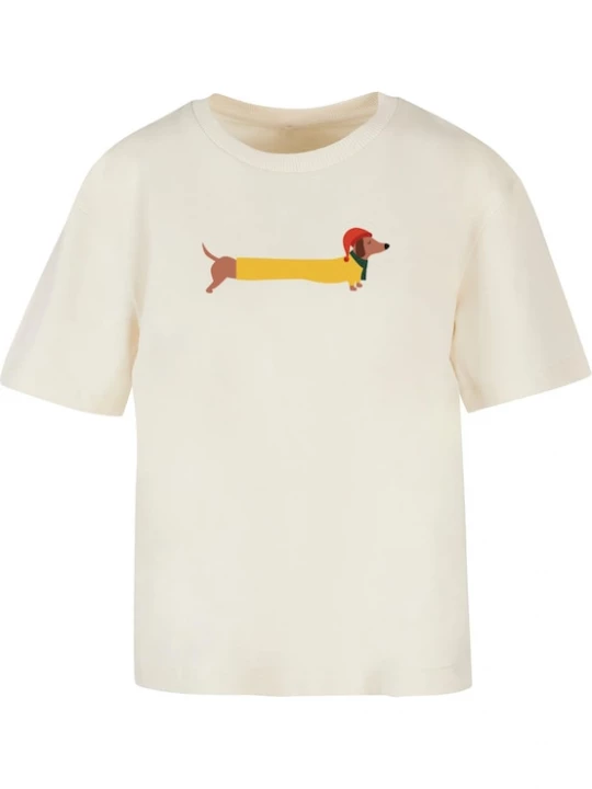 Foto van product Merchcode Shirt 'Christmas Dog' sand / bruin / goudgeel / groen
