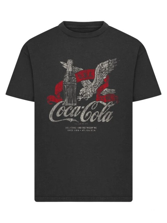Foto van product Merchcode Shirt 'Coca Cola' lichtgrijs / rood / zwart