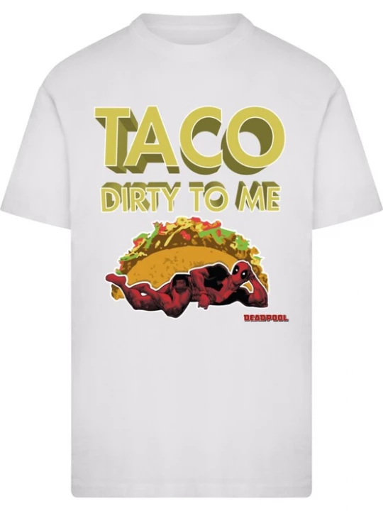 Foto van product Merchcode Shirt 'Deadpool Taco' bruin / groen / rood / wit