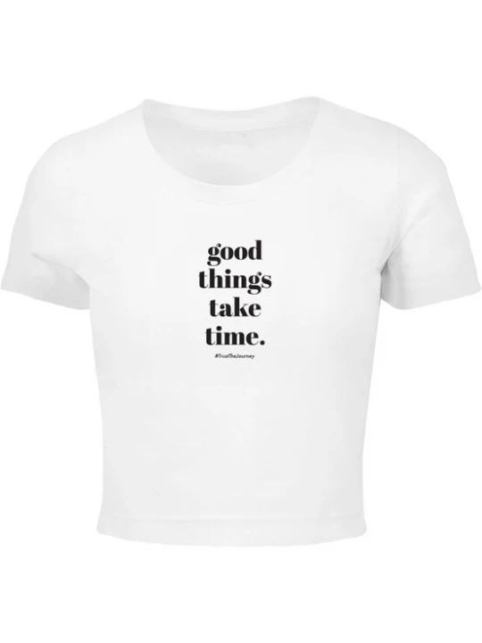 Foto van product Merchcode Shirt 'Good Things Take Time' zwart / wit