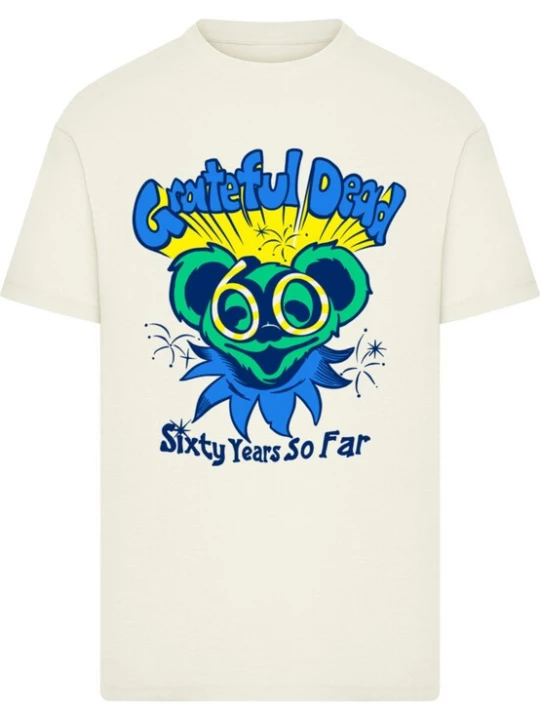 Foto van product Merchcode Shirt 'Gratefull Dead Sixty Years' lichtbeige / royal blue / koningsblauw / geel / limoen