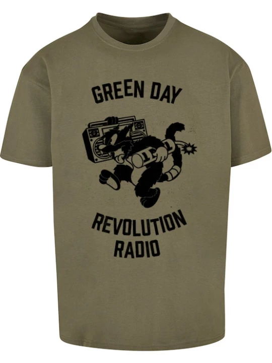 Foto van product Merchcode Shirt 'Green Day Revolution Radio' olijfgroen / zwart